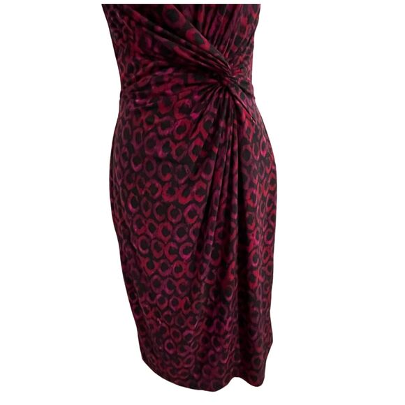 Lauren Ralph Lauren Wine Fuchsia Leopard Sheath Dress Size 4 - Picture 13 of 13
